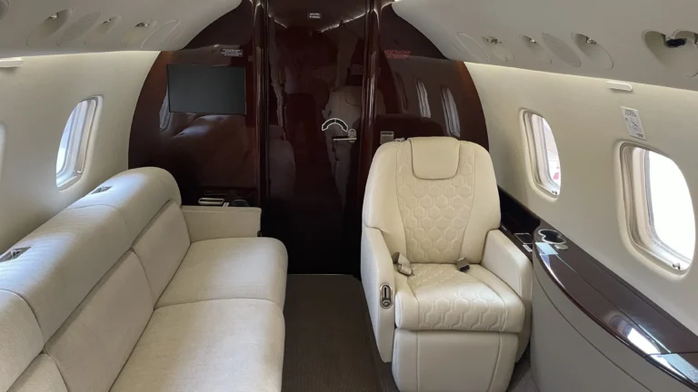 Legacy 650 interior refurbishment, offering luxury cabin upgrades