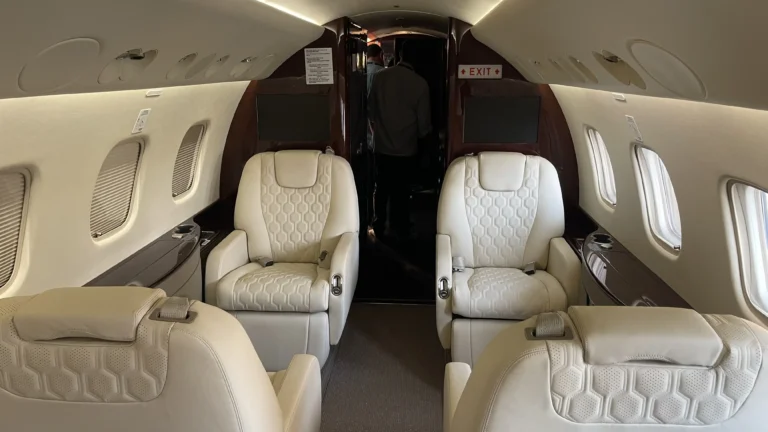 Legacy 650 interior refurbishment, offering luxury cabin upgrades
