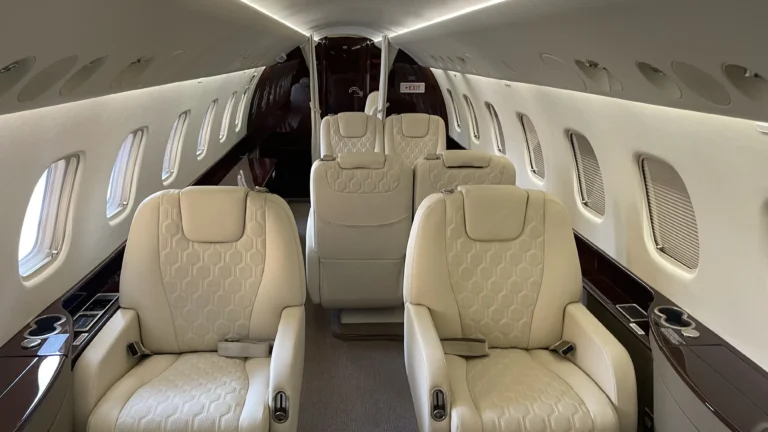 Legacy 650 interior refurbishment, offering luxury cabin upgrades