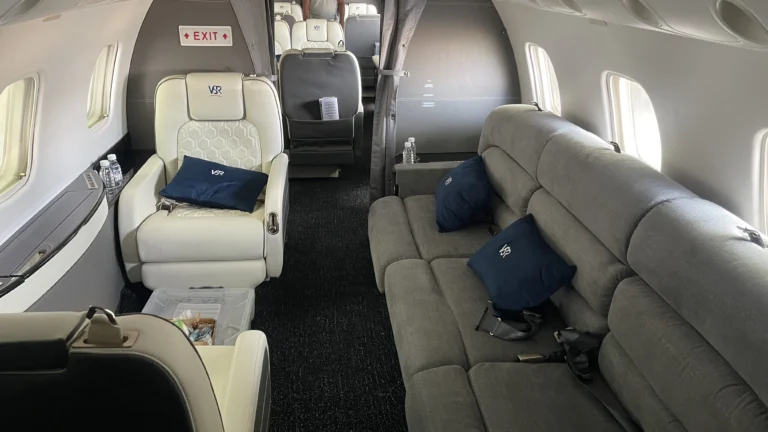 Legacy 650 interior refurbishment, offering luxury cabin upgrades