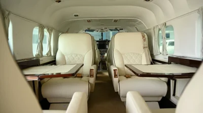 Refurbished Cessna Grand Caravan interior with upgraded seating and cabin panels