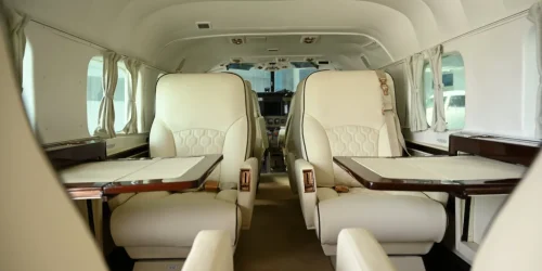 Refurbished Cessna Grand Caravan interior with upgraded seating and cabin panels